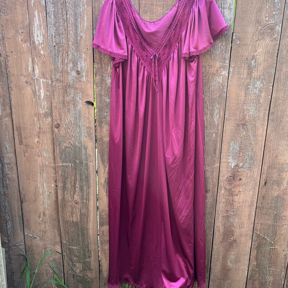 Miss Elaine Purple Chemise with Flutter Sleeves